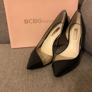 BCBGeneration black and clear pumps